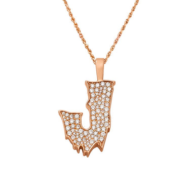yellow DIAMOND J PENDANT IN 14K ROSE GOLD 0.75 CTW